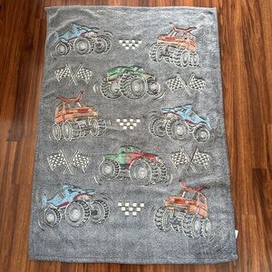 Oeko Tex glow in the dark trucks fleece blanket, monster trucks